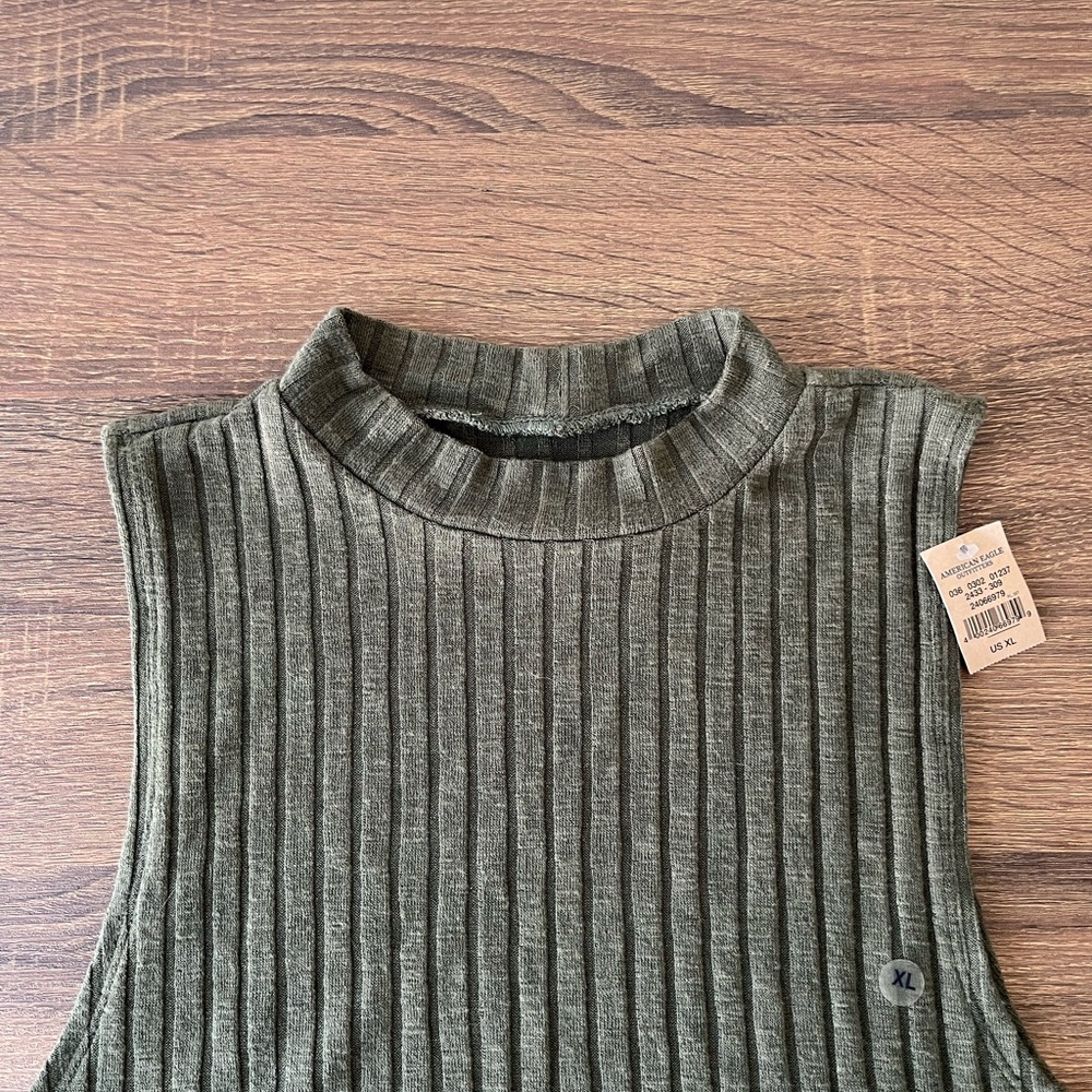 American Eagle AEO First Essentials Mock Neck Ribbed Tank Top